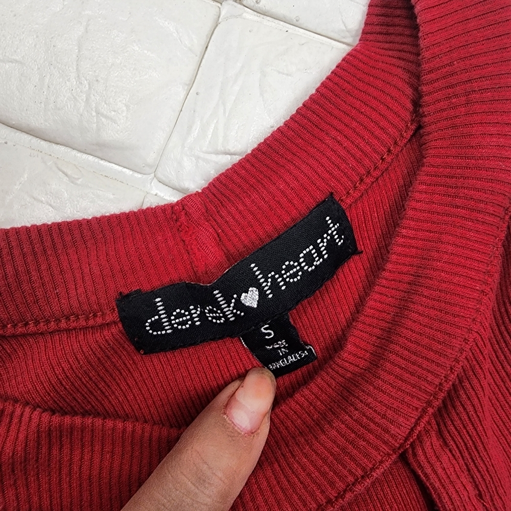 Derek Heart Small Red Mini Knit Dress – Fitted Casual Short Dress - Picture 5 of 5